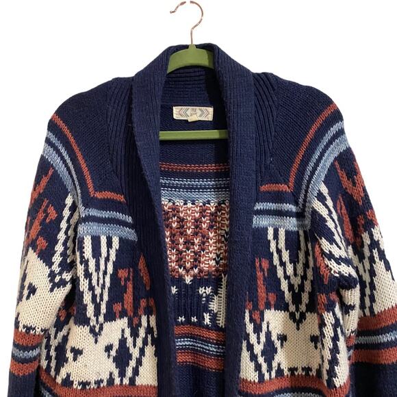 Pink Rose Blue Navajo Open Front Cardigan Sz L - Picture 3 of 11